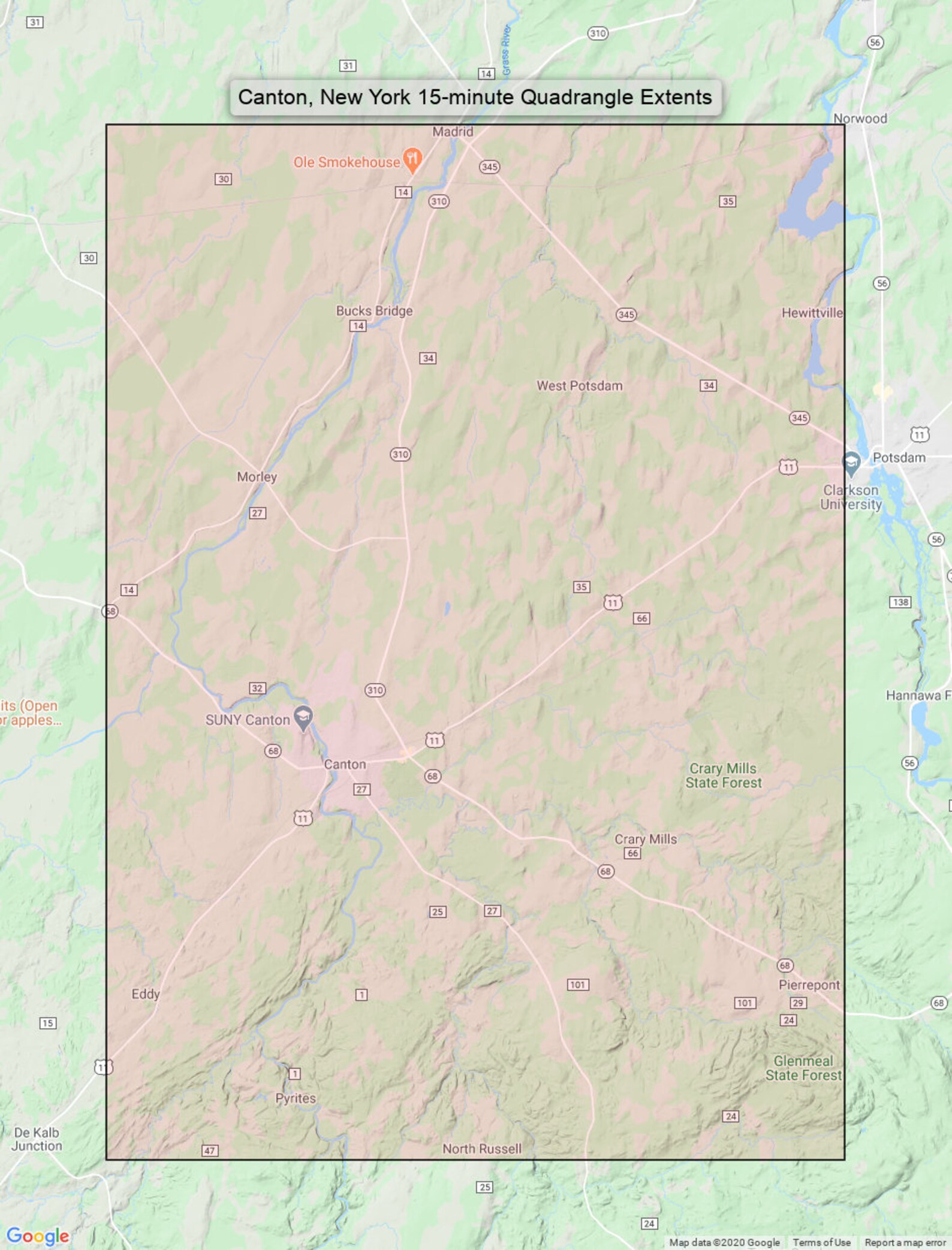 1911 Canton New York Historical Antique Original USGS Topo Map Potsdam