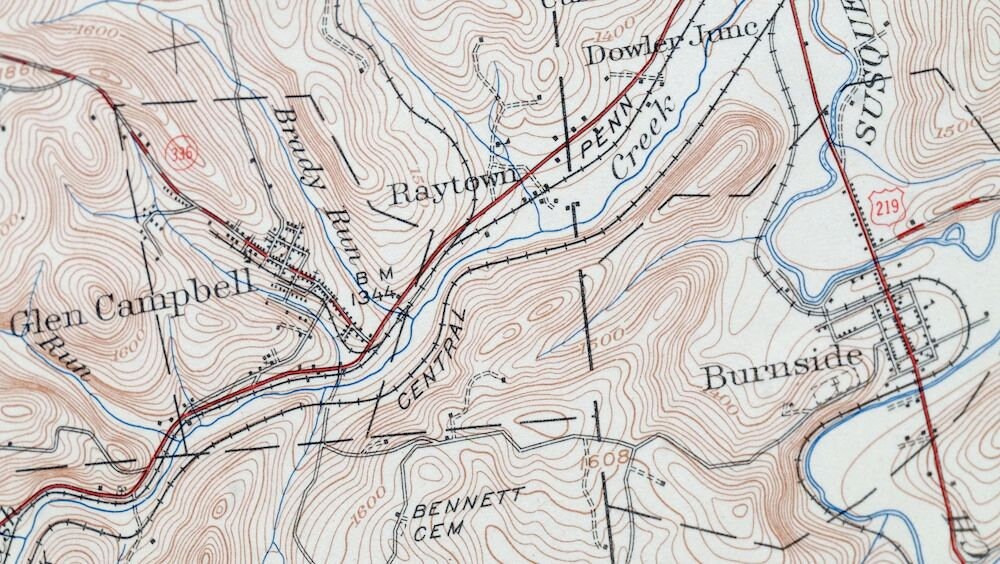 Punxsutawney Pennsylvania Vintage Original USGS Topo Map 1939 Rossiter Big Run 15minute