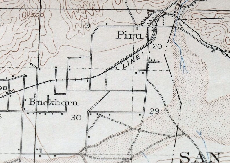Piru California Vintage Original USGS Topo Map 1921 Thousand Etsy