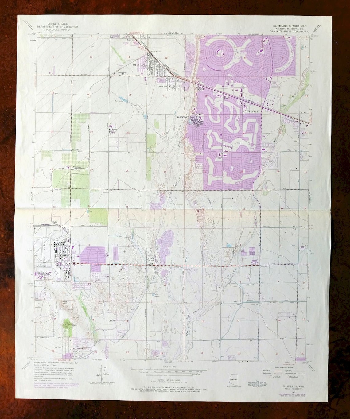 El Mirage Arizona Vintage Original USGS Topo Map 1974 Phoenix Etsy