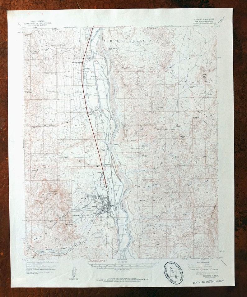 Socorro New Mexico Vintage Original USGS Topographic Map 1959 Etsy