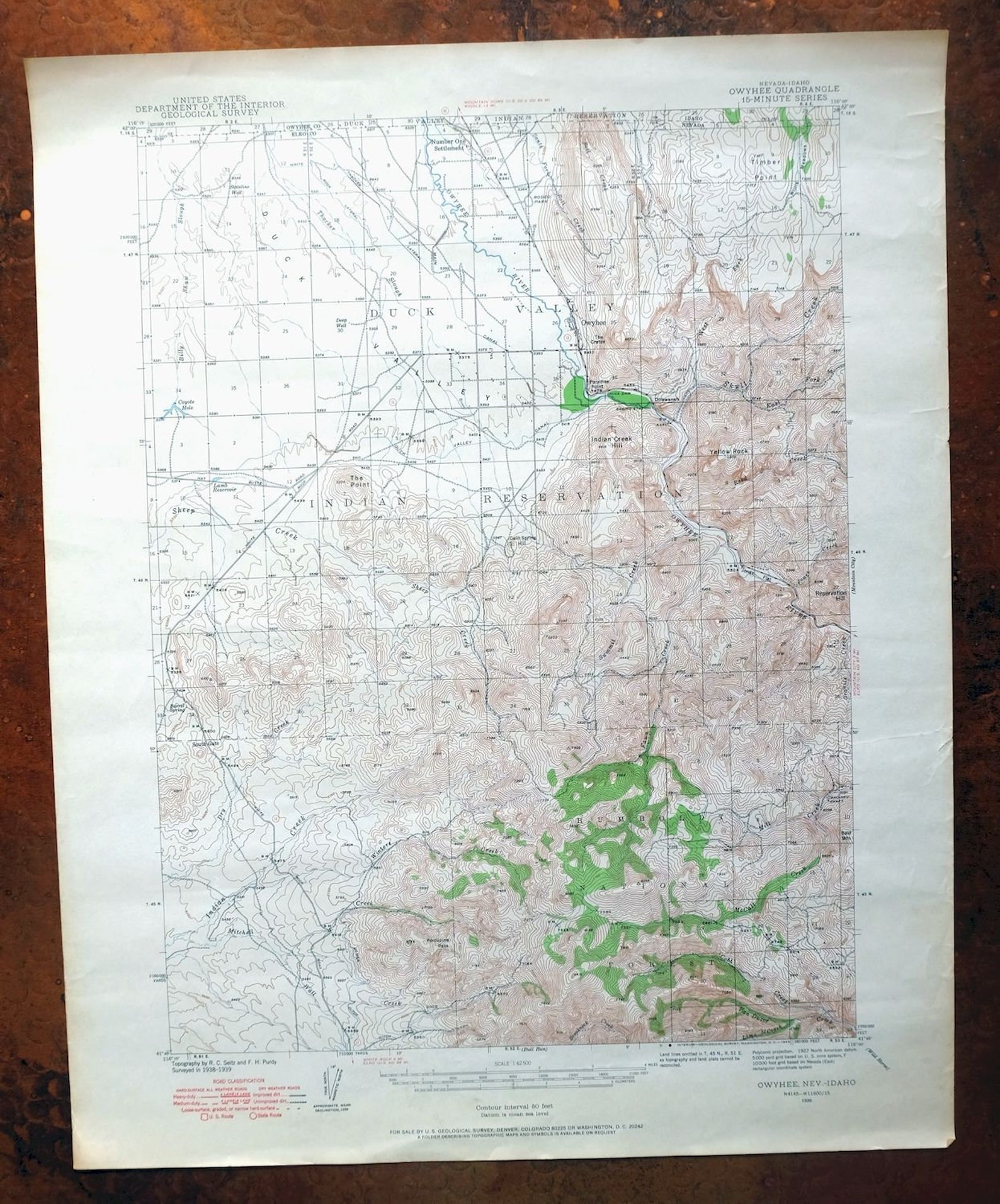 Owyhee Duck Valley Nevada Idaho Vintage Original USGS Topo Map Etsy