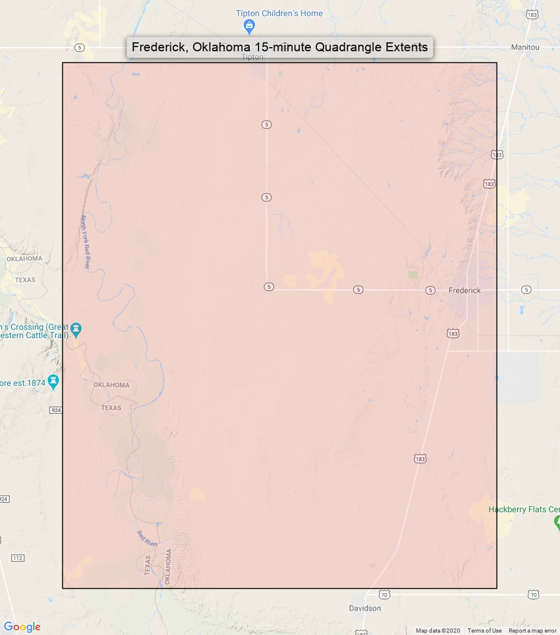 Frederick Oklahoma Texas Vintage Original USGS Topo Map 1958 Etsy
