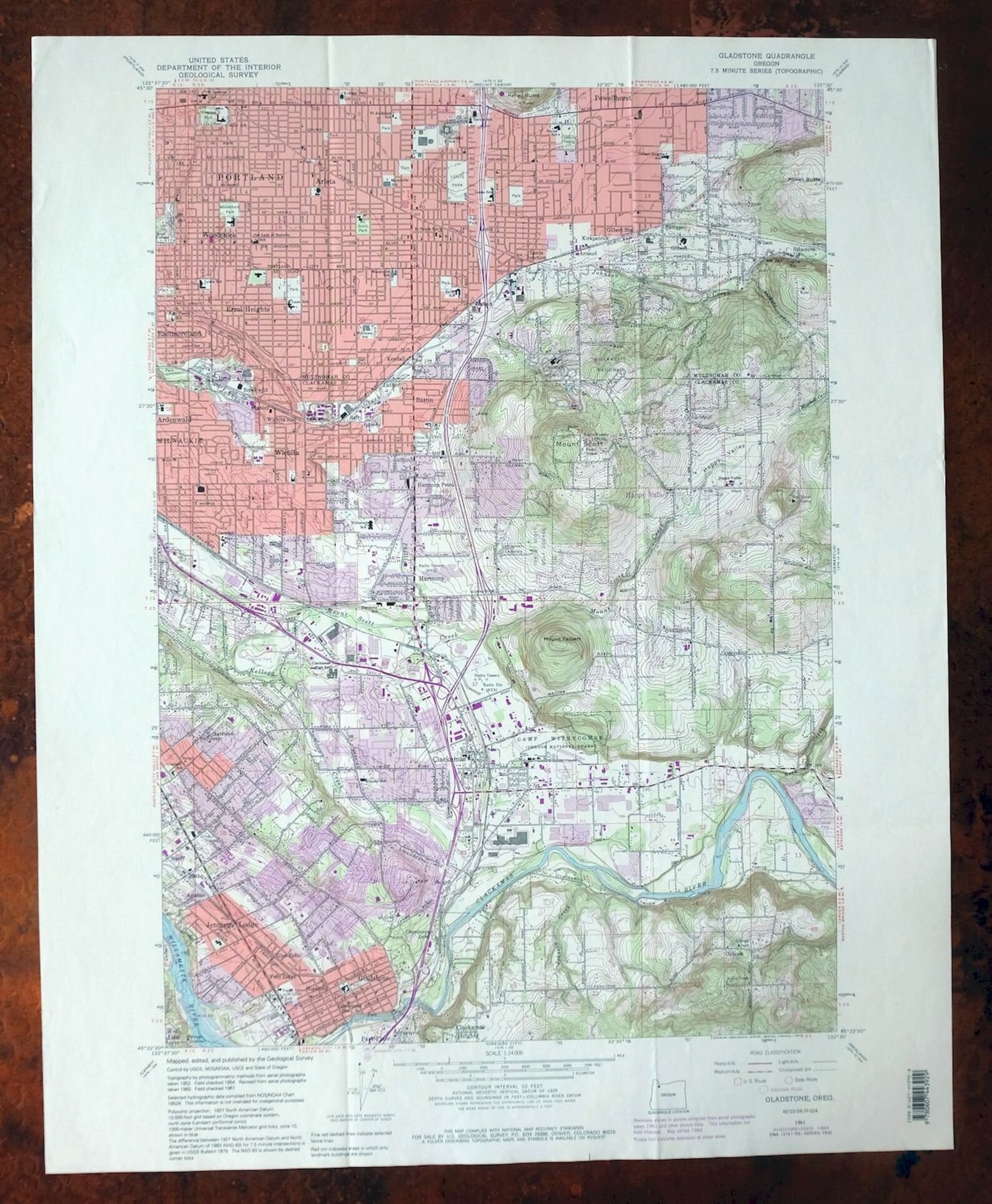 Gladstone Portland Lents Oregon Original USGS Topo Map 1984 Etsy