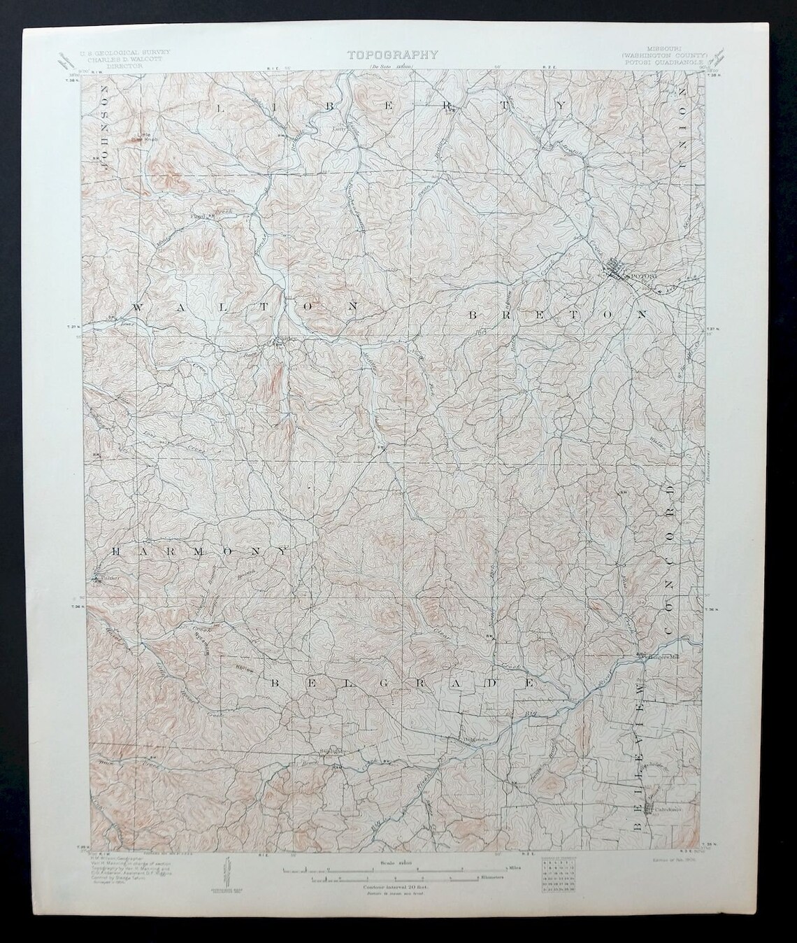 1906 Potosi Missouri Historical Rare Antique Original USGS Etsy