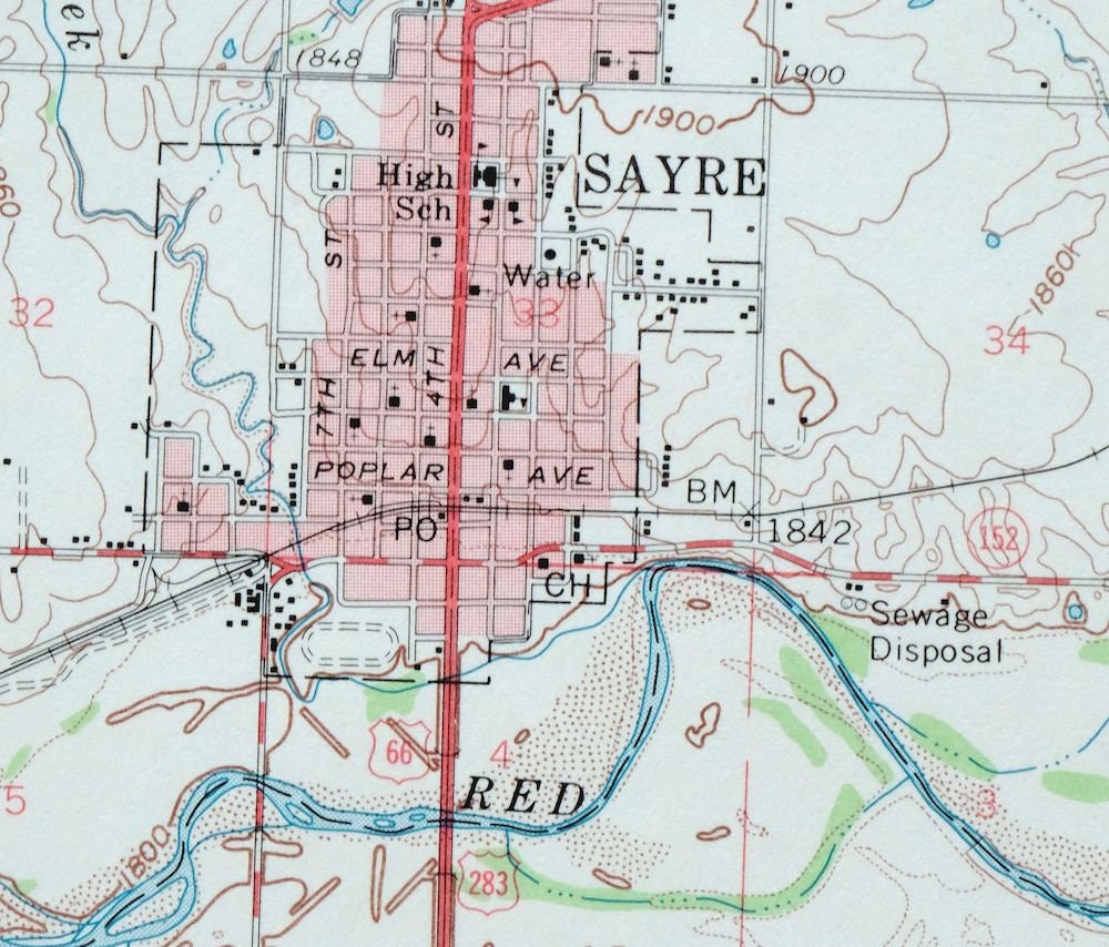 Sayre Berlin Oklahoma Vintage Original USGS Topo Map 1960 Elk Etsy