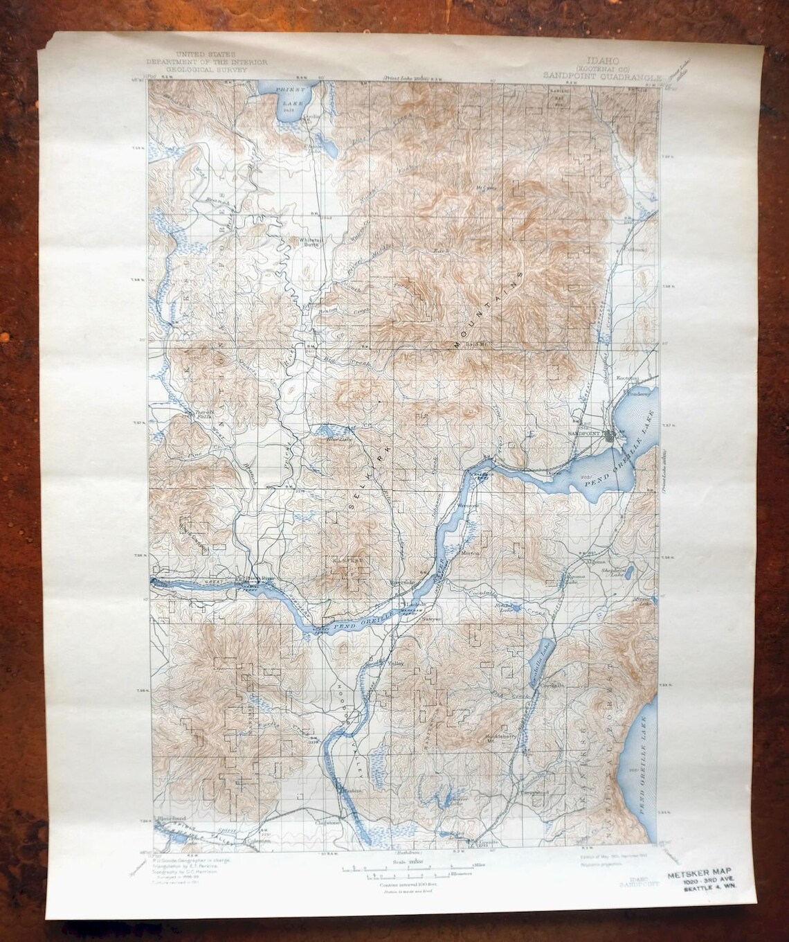 Sandpoint Priest River Granite Idaho Vintage Original USGS Etsy