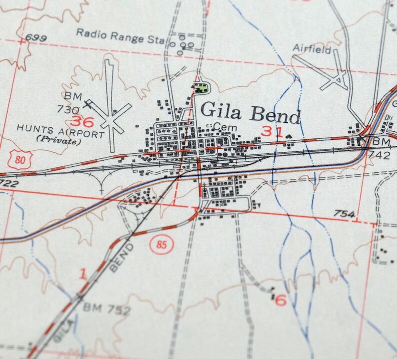 Gila Bend Arizona Vintage Original USGS Topo Map 1951 South Etsy