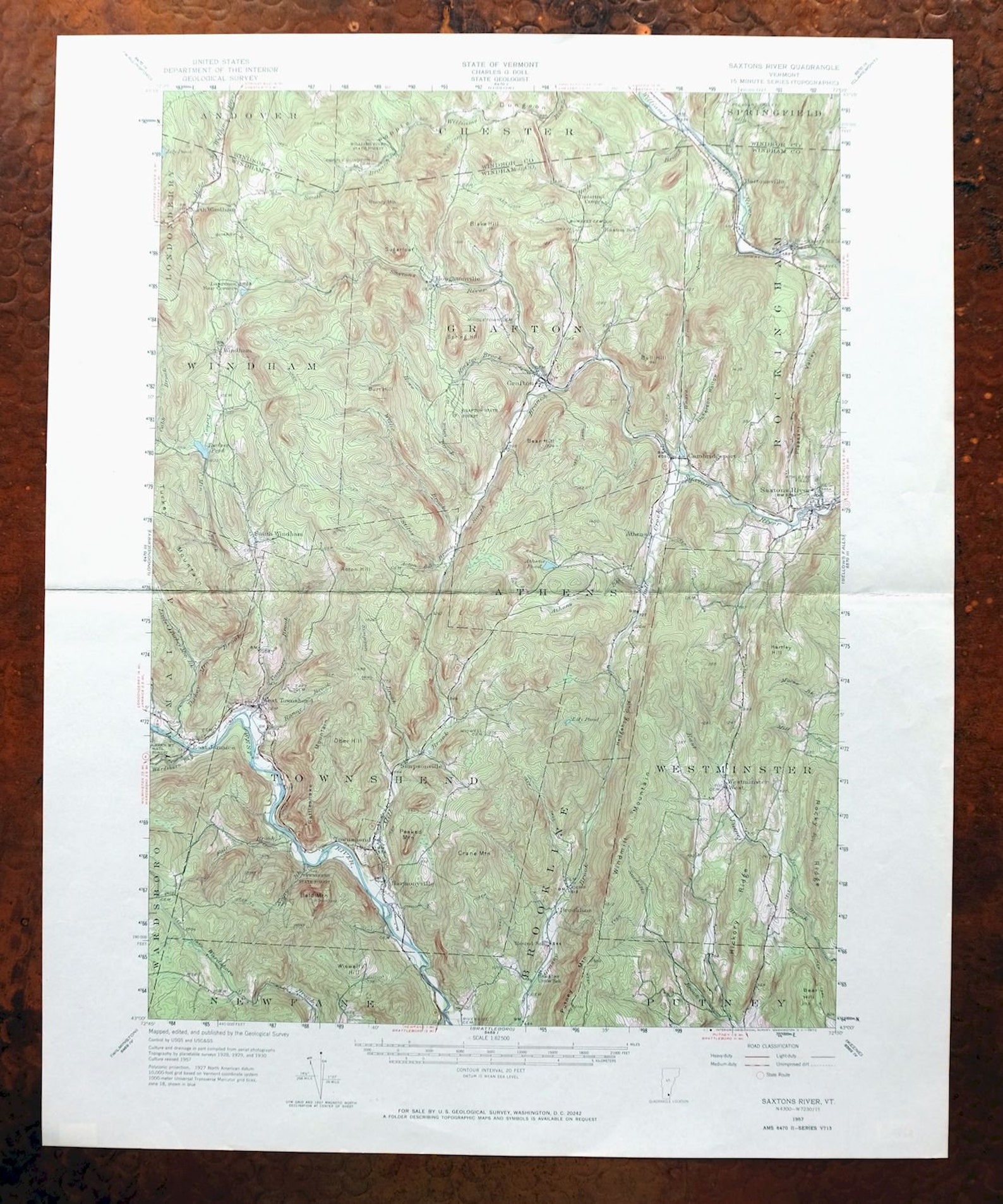Saxtons River Vermont Vintage Original USGS Topographic Map Etsy