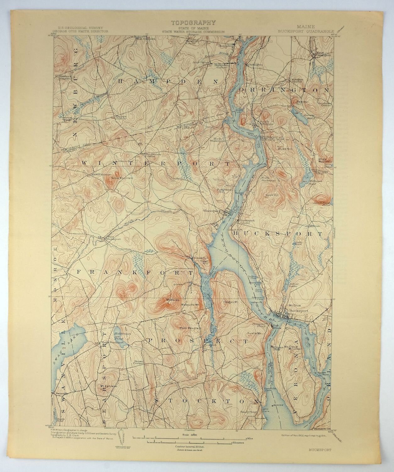 Bucksport Maine Historical Antique Original USGS Topo Map 1902 Etsy UK