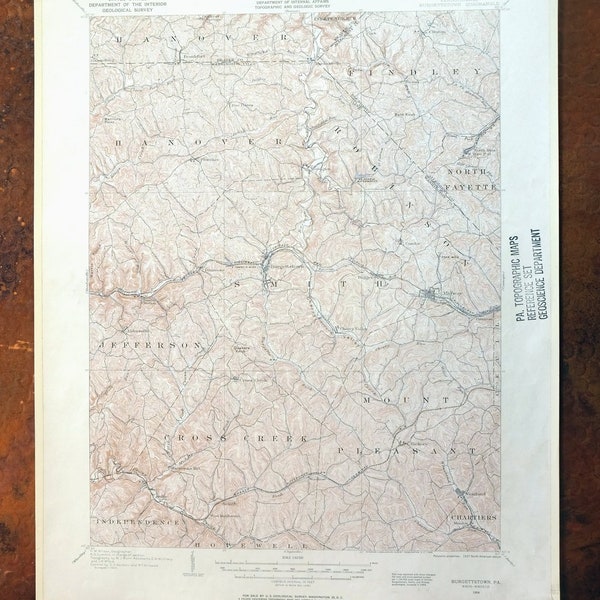 Topographic Map Burgettstown Etsy