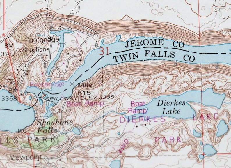 Twin Falls Snake River Kimberly Idaho Original USGS Etsy