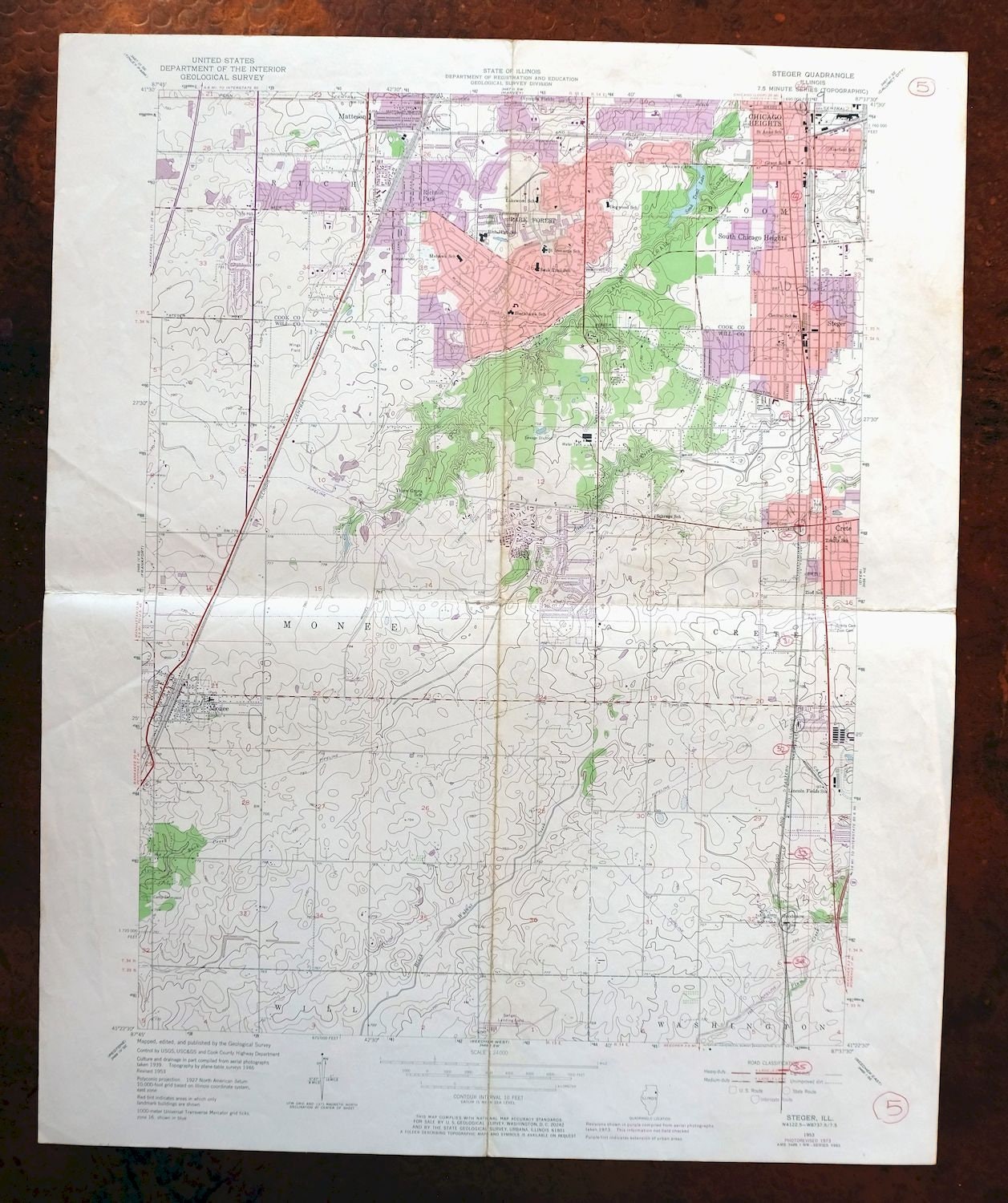 Steger Illinois Vintage Original USGS Topo Map 1973 Chicago Etsy