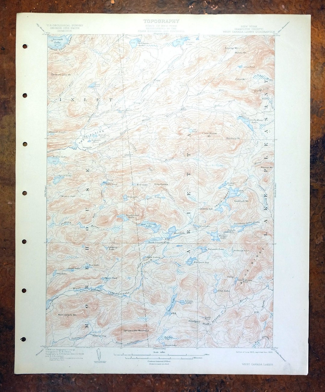 1903 West Canada Lakes Little Moose Mountain Spruce Lake New York