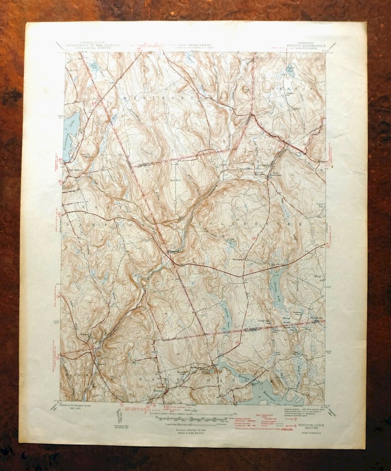 1946 Moodus Connecticut Vintage Original USGS Topographic Map Etsy