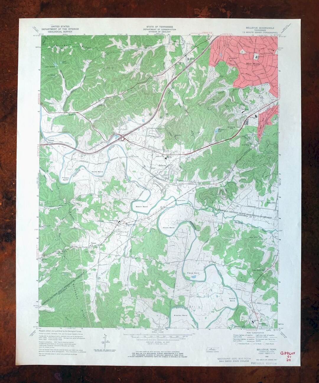Bellevue West Meade Pasquo Tennessee Vintage Original USGS Etsy