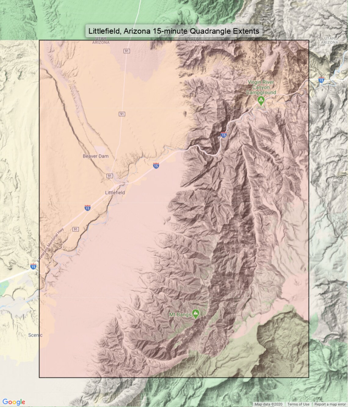 Littlefield Arizona Utah Vintage Original USGS Topo Map 1954 Etsy