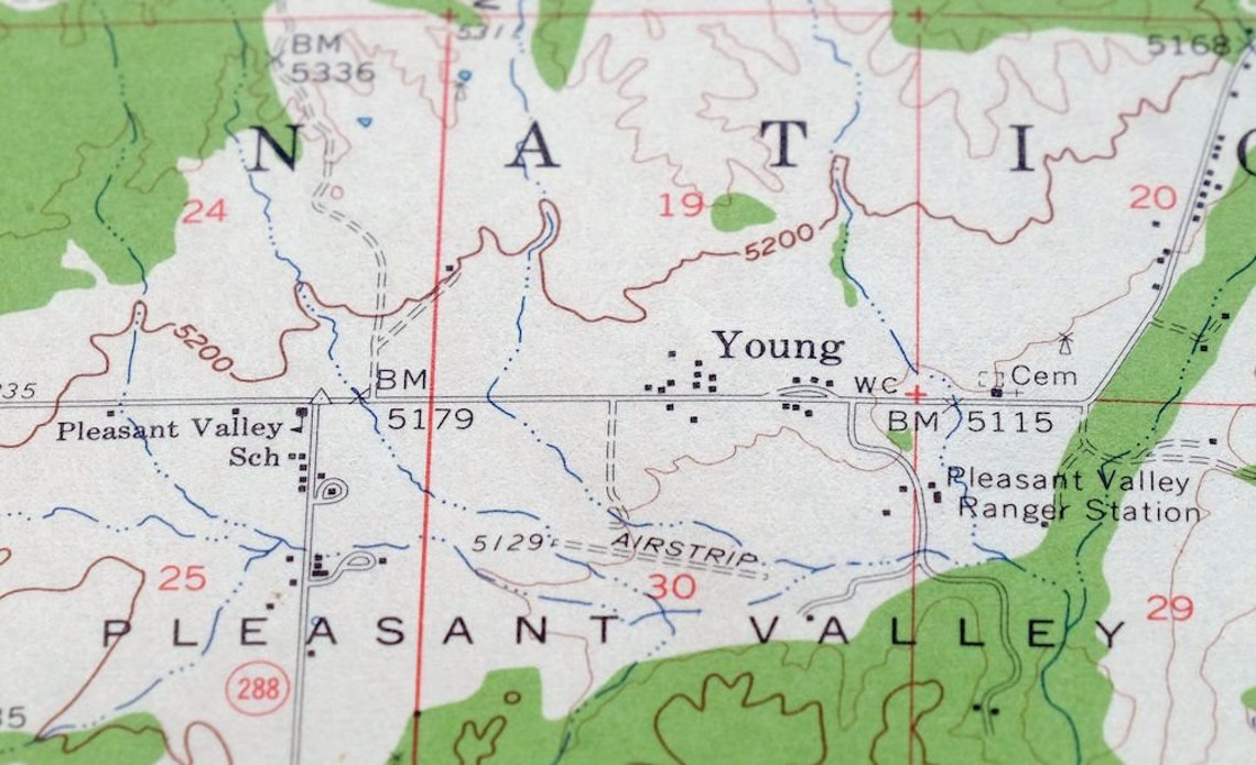 Young Arizona Vintage Original USGS Topo Map 1961 Tonto NF Etsy