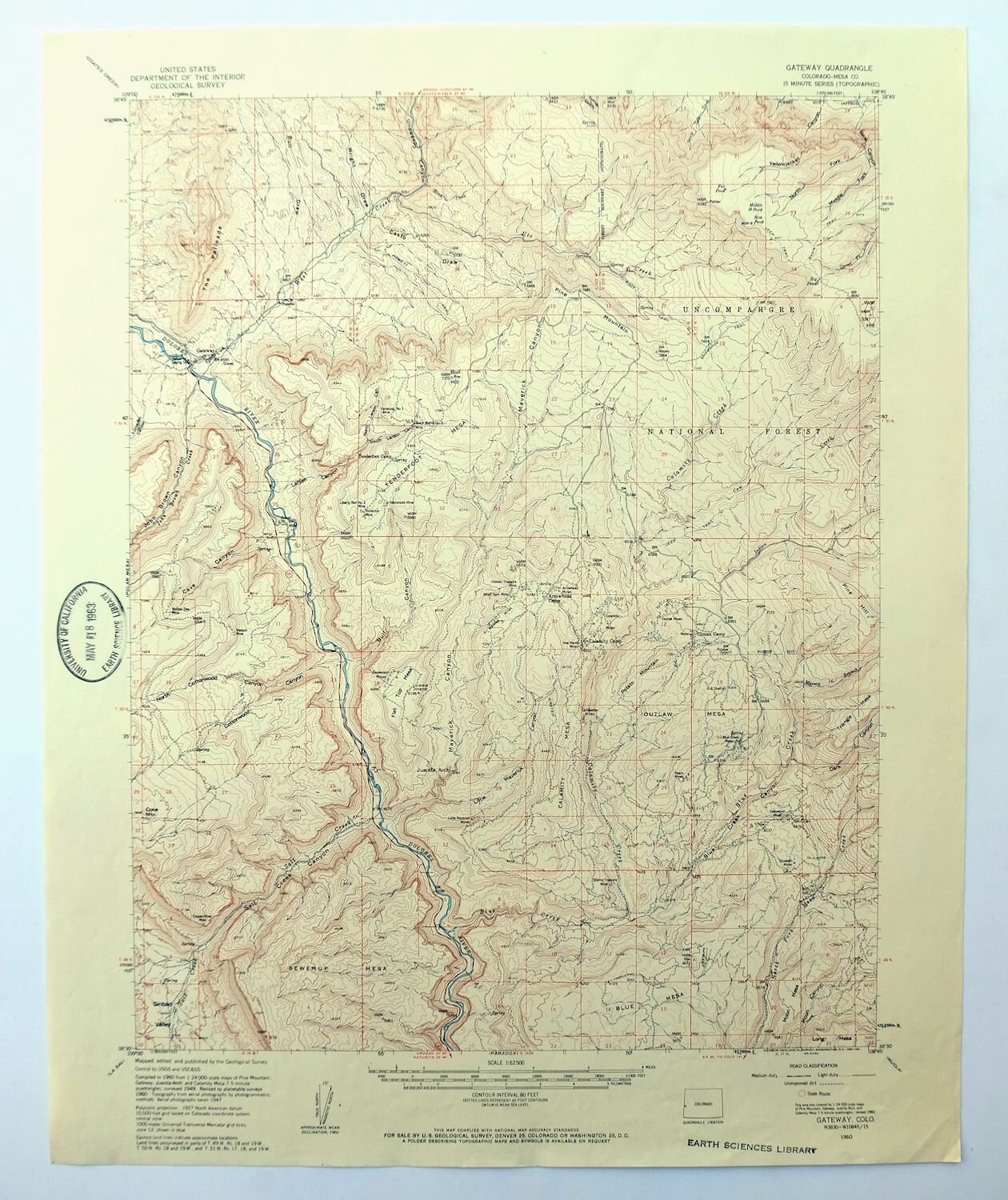 Gateway Colorado Vintage Original USGS Topo Map 1960 Sewemup Etsy
