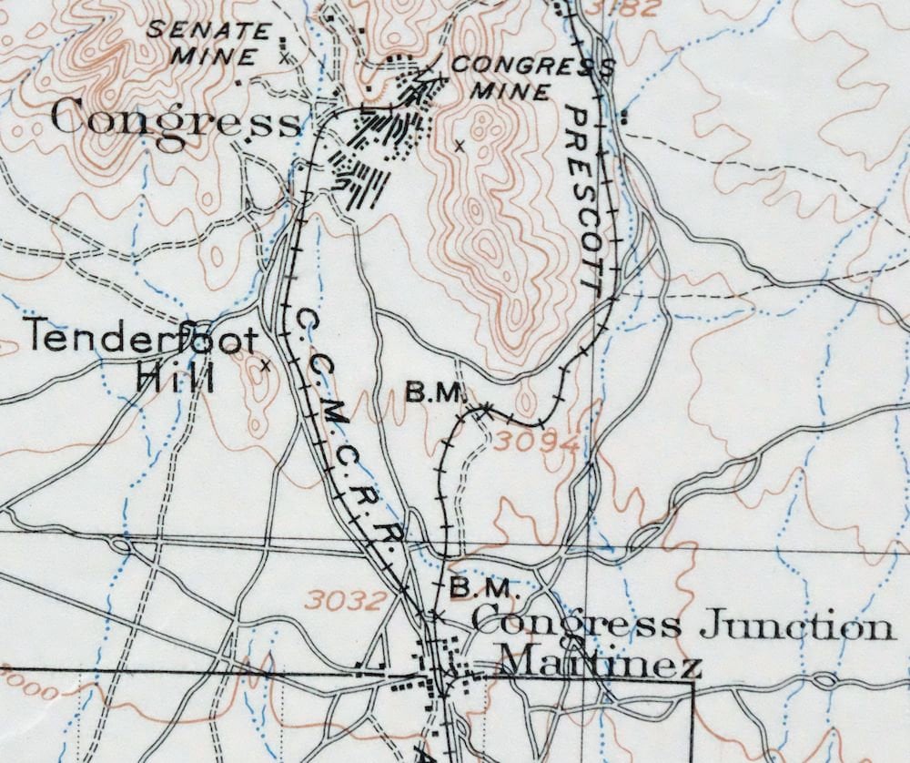 Congress Arizona Vintage Original USGS Topo Map 1904 Yarnell Etsy España