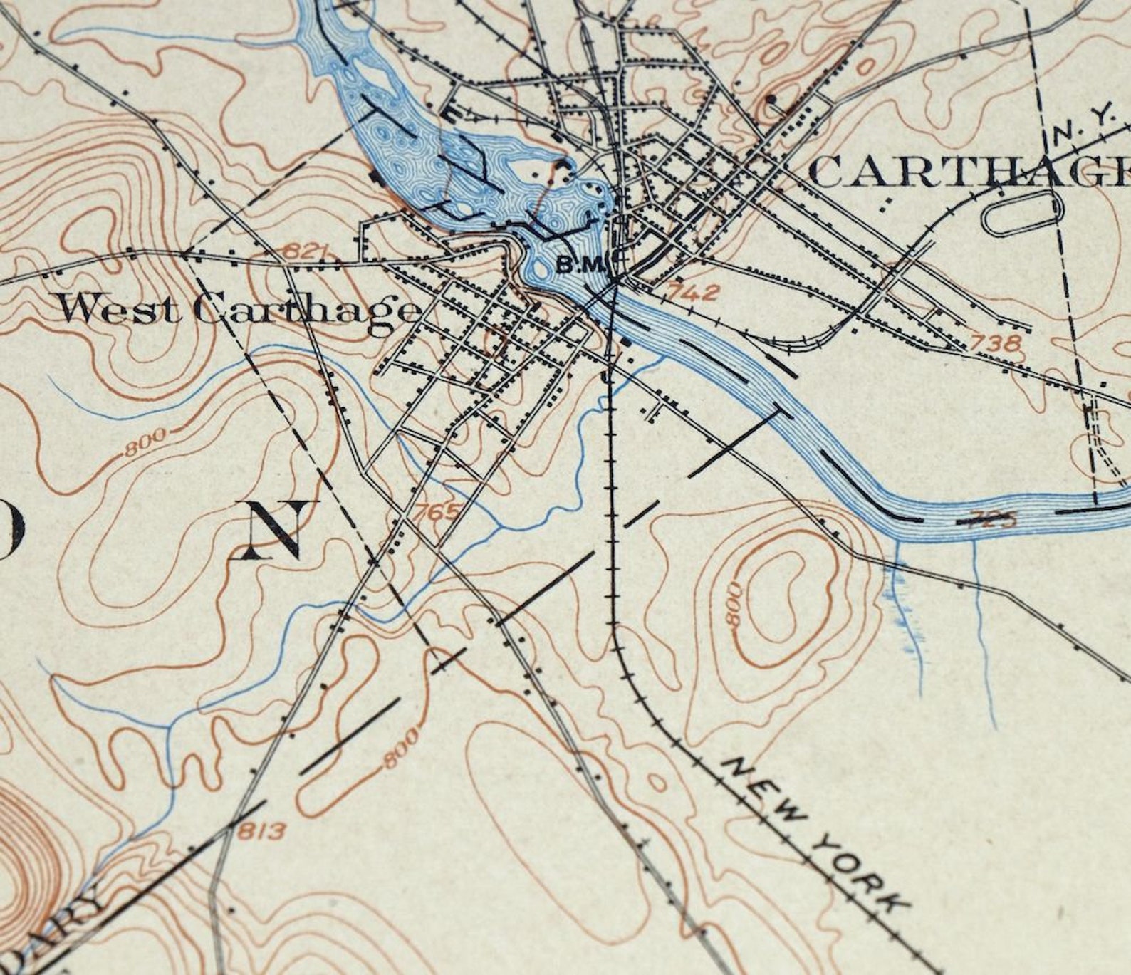 1904 Carthage New York Historical Rare Antique Original USGS Etsy