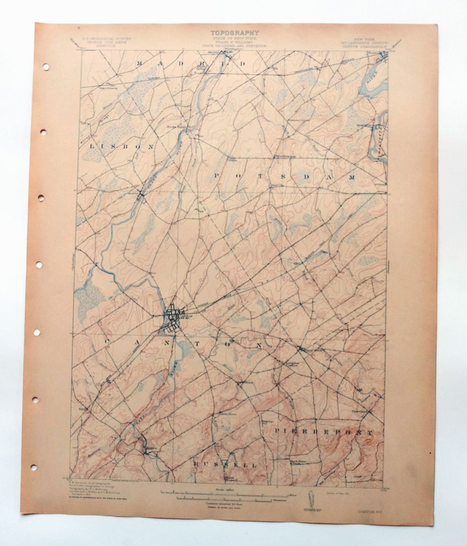 1911 Canton New York Historical Antique Original USGS Topo Map Potsdam 15minute Topographic Etsy