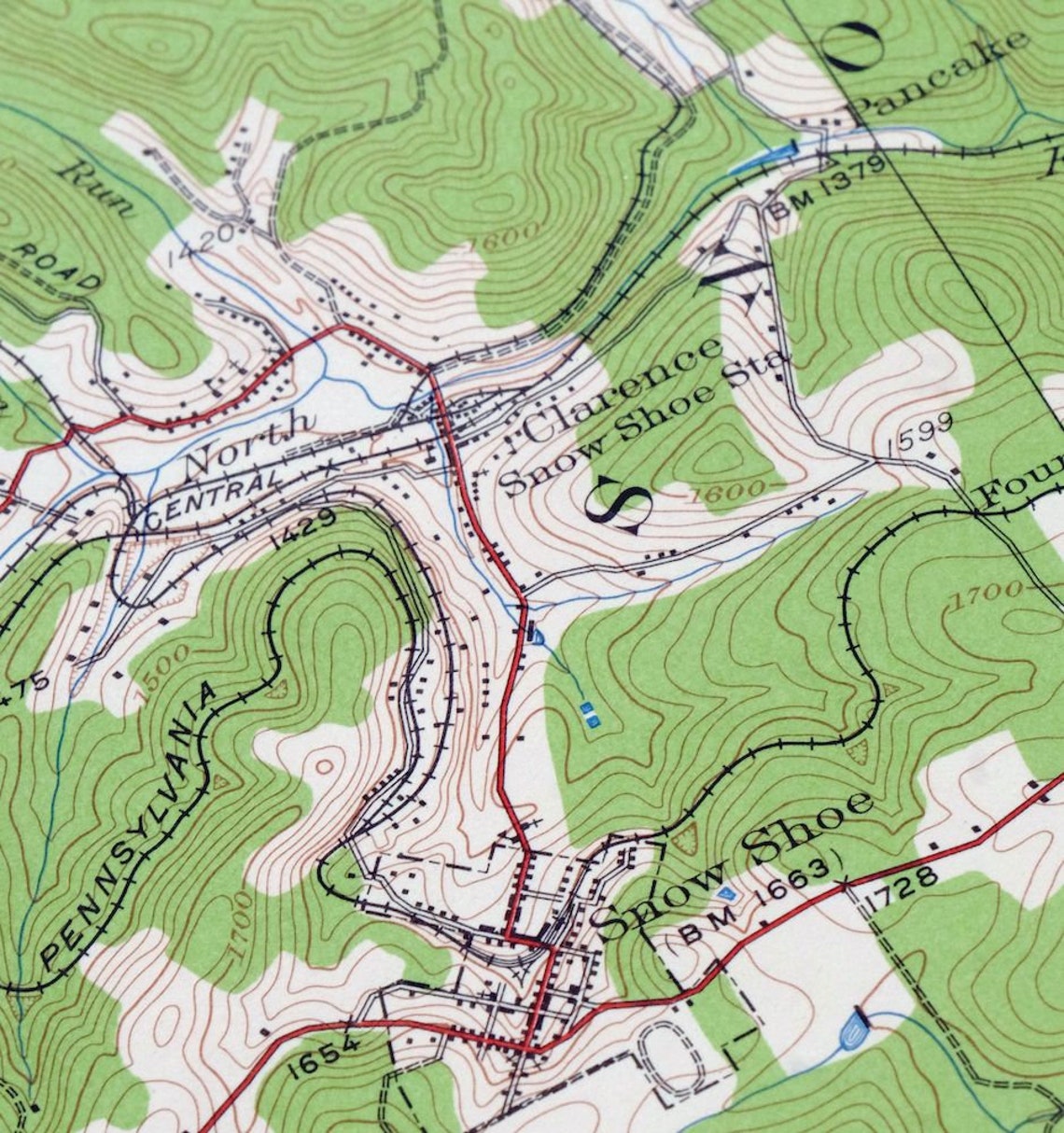 Snow Shoe Pennsylvania Vintage Original USGS Topo Map 1928 Etsy