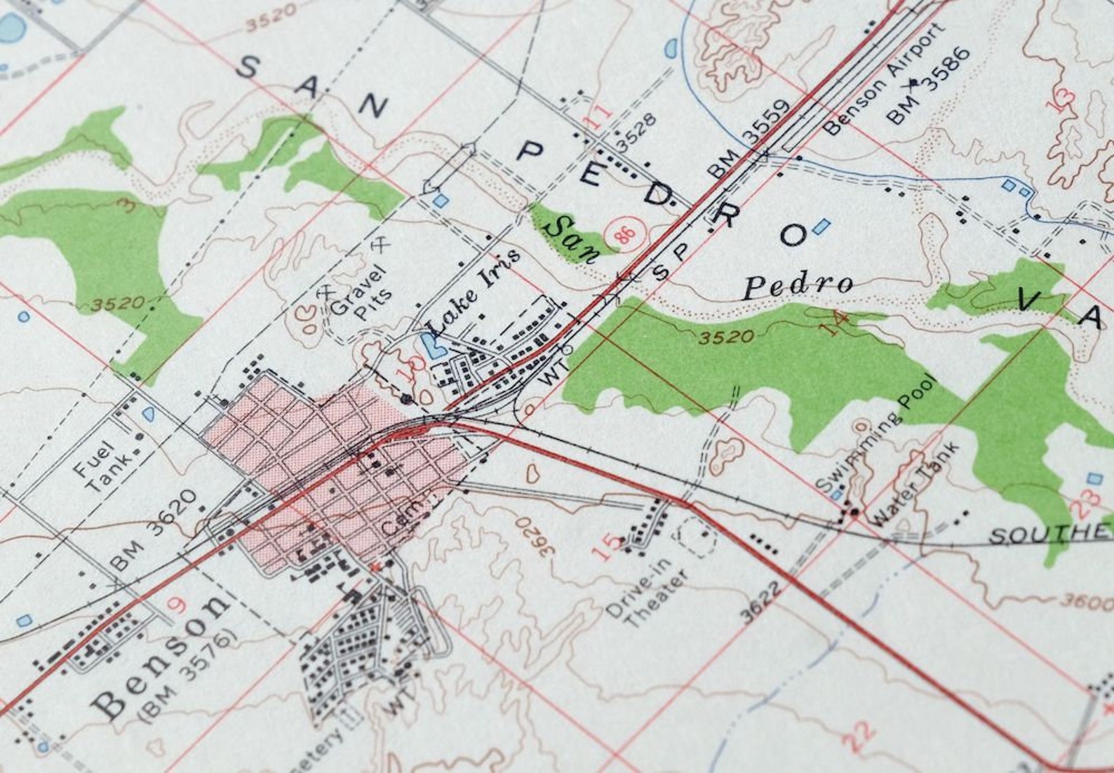 Benson Arizona Vintage Original USGS Topo Map 1958 St. David 15minute