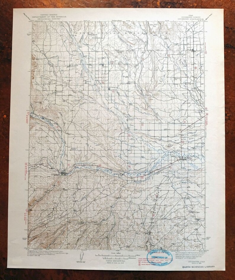 1939 Duchesne Utah Vintage Original USGS Topo Map Roosevelt Etsy