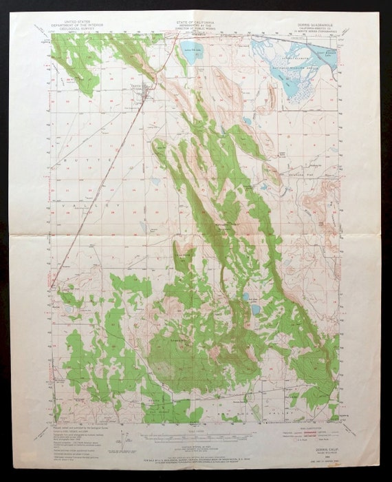 Dorris California Vintage Original USGS Topo Map 1950 Mount Etsy