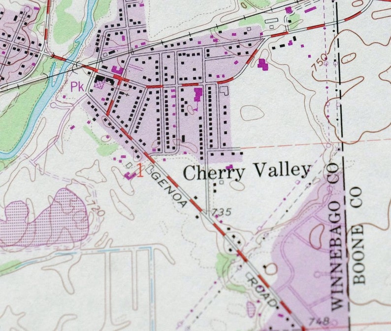 Cherry Valley Edgewood Irene Illinois Original USGS Topo Map Etsy