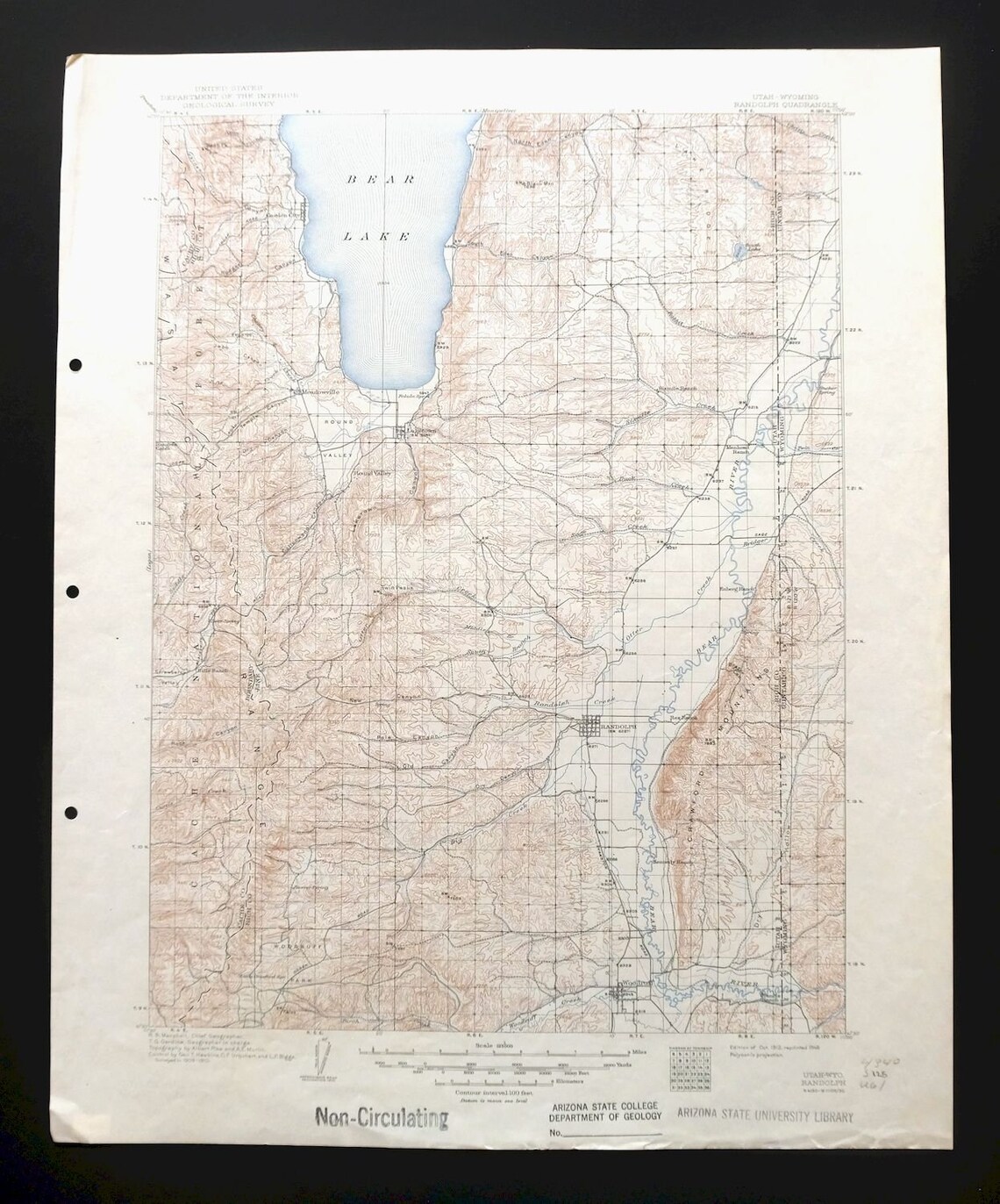 Randolph Bear Lake Utah Wyoming Vintage Original USGS Topo Map Etsy