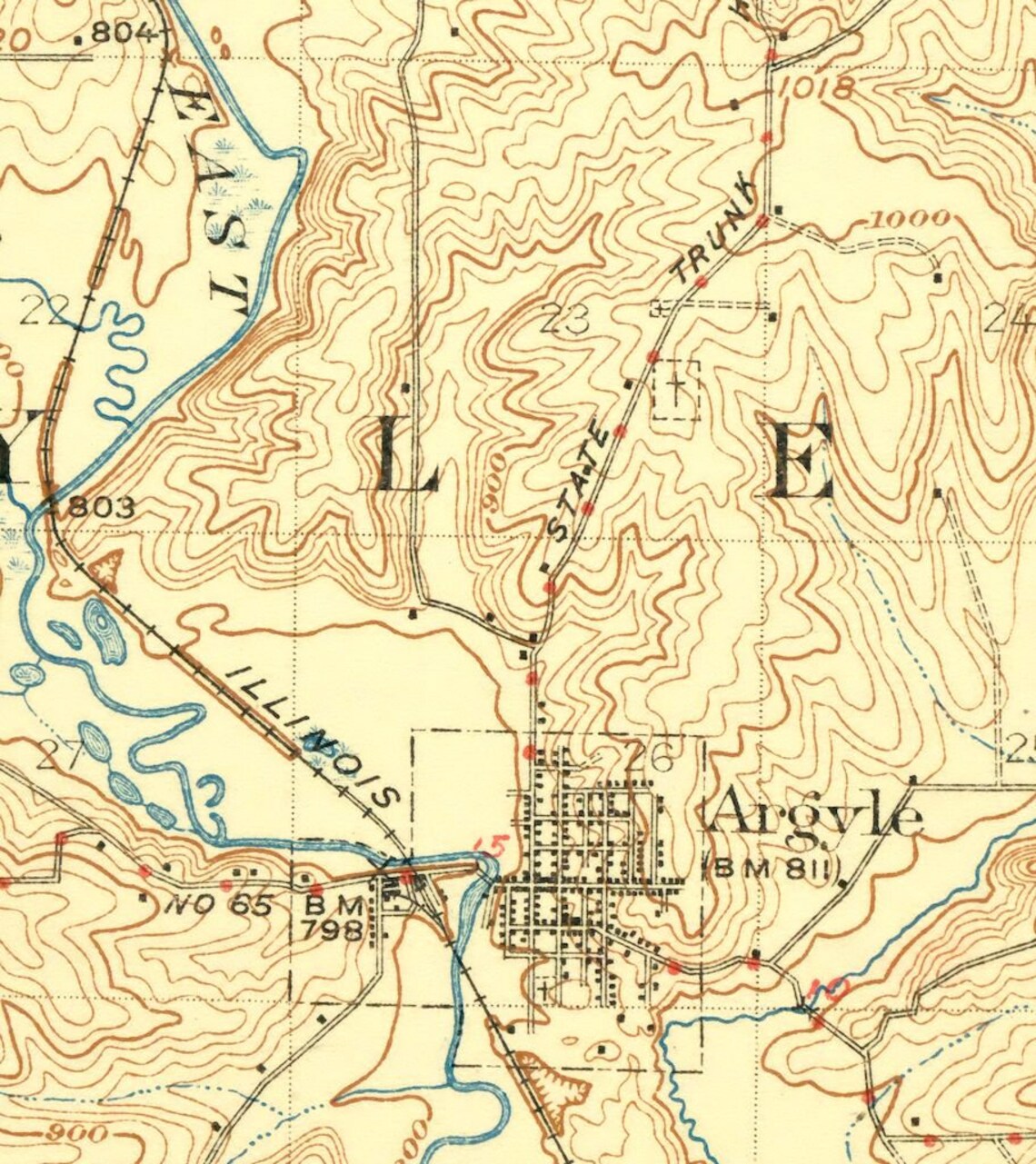 1923 South Wayne Wisconsin Illinois Vintage Original USGS Etsy