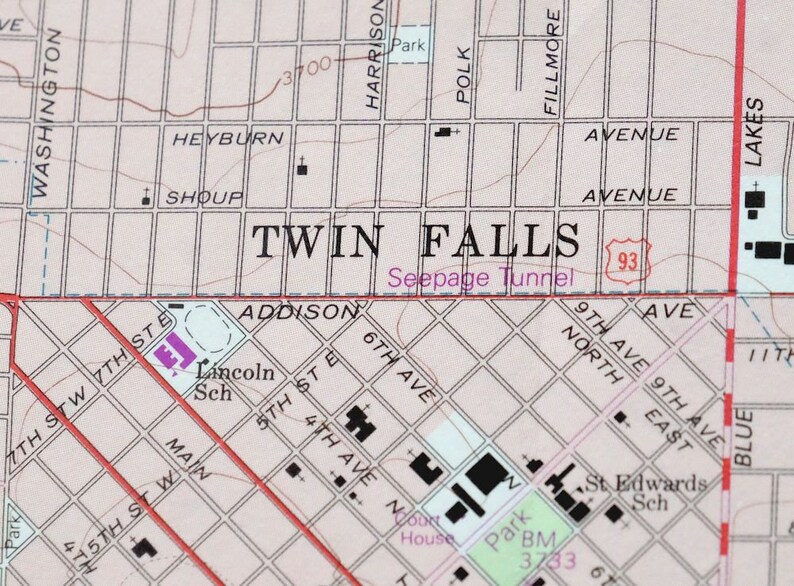 Twin Falls Snake River Kimberly Idaho Original USGS Etsy