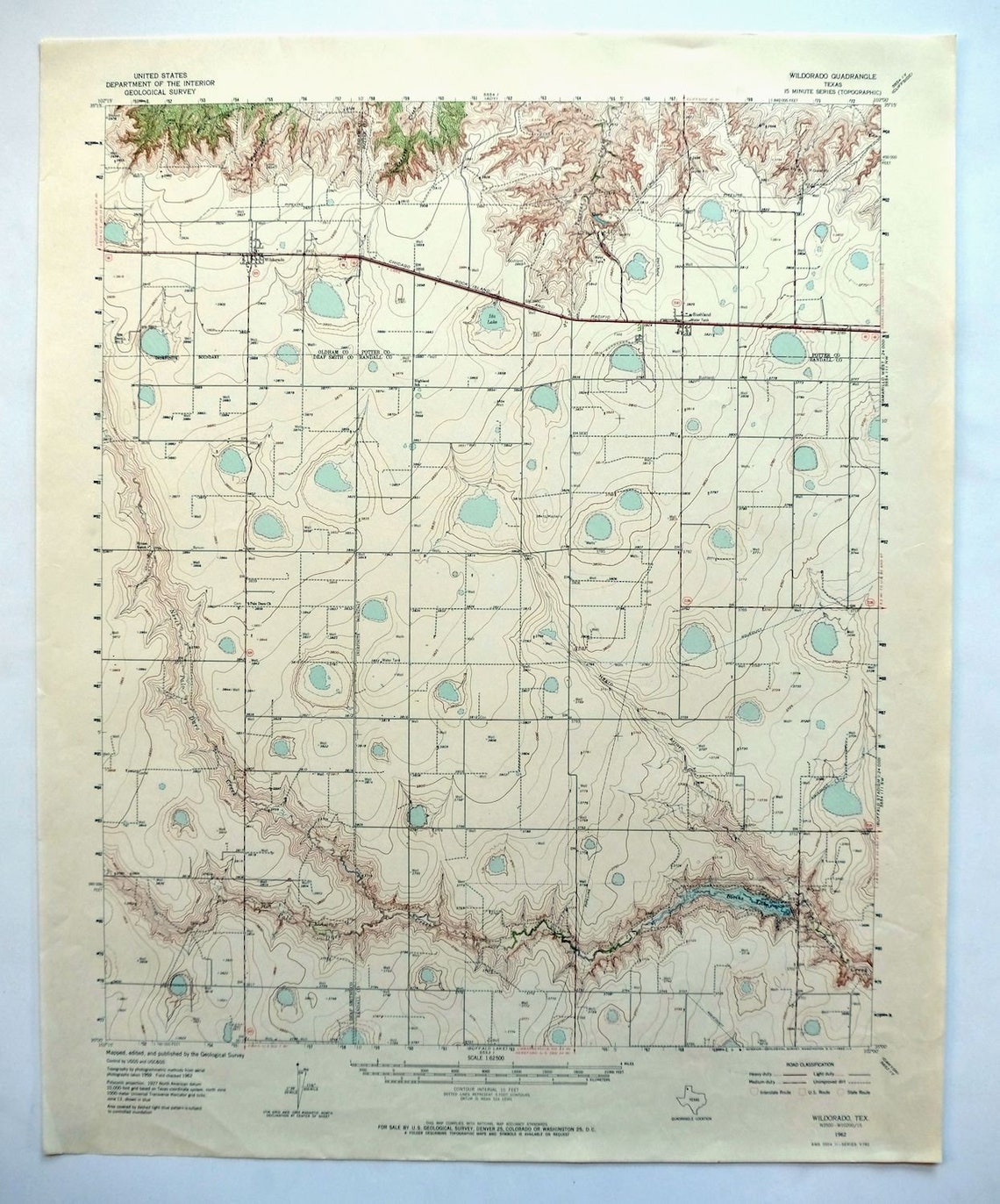 Wildorado Texas Vintage Original USGS Topo Map 1962 15minute Etsy