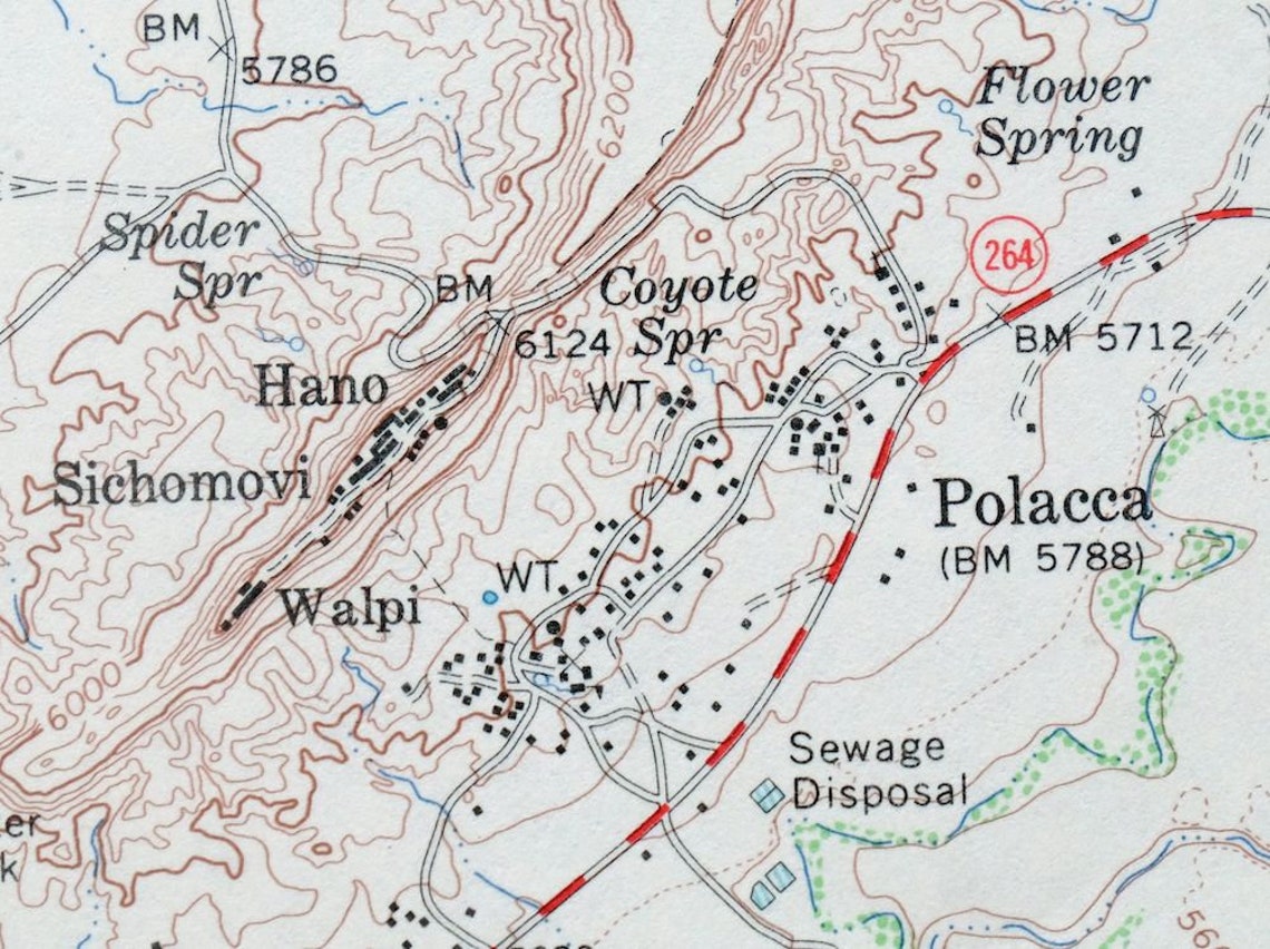 Hopi First Mesa Polacca Arizona Vintage Original USGS Topographic Map
