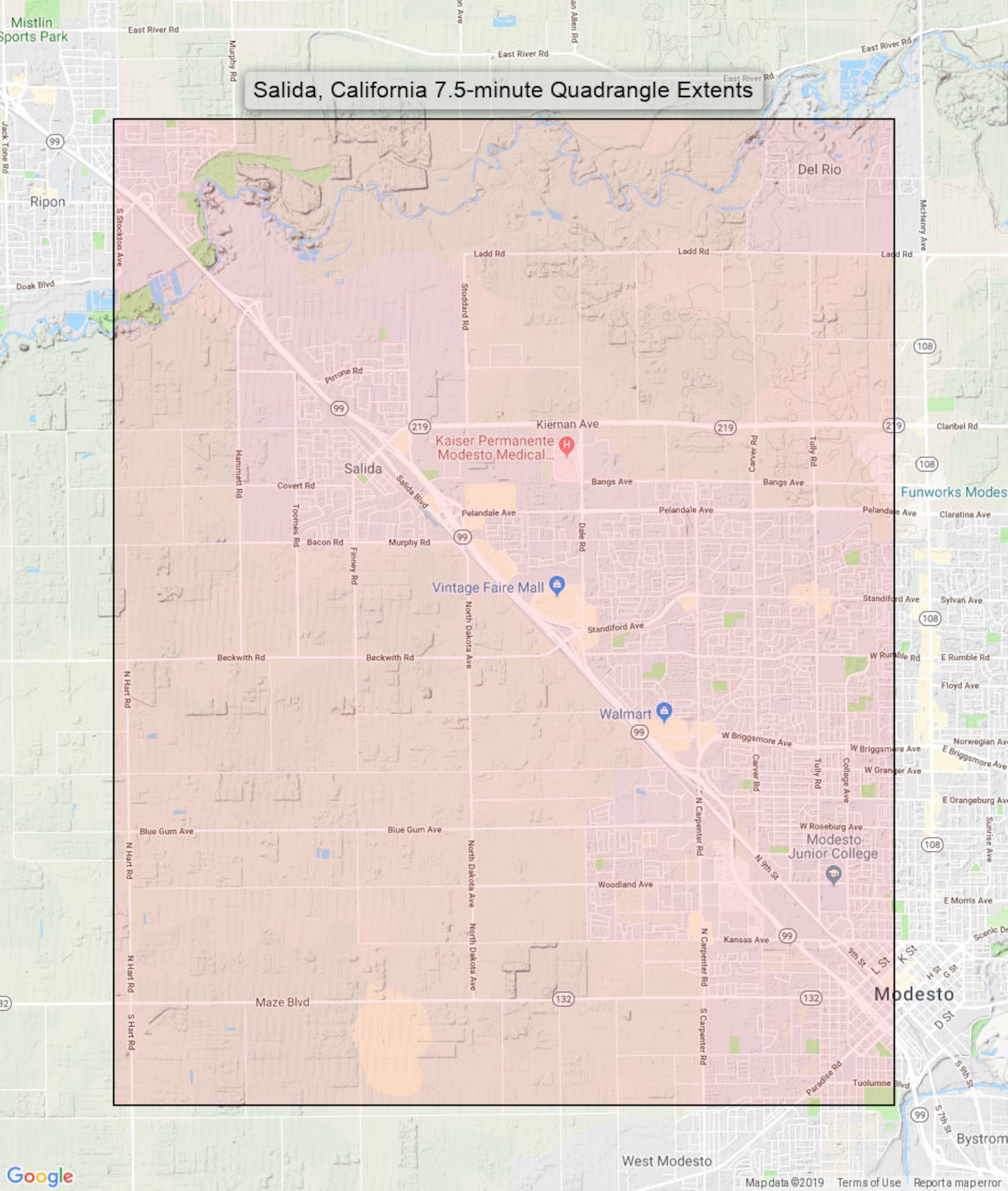 Salida California Original USGS Topo Map 1987 Modesto Etsy
