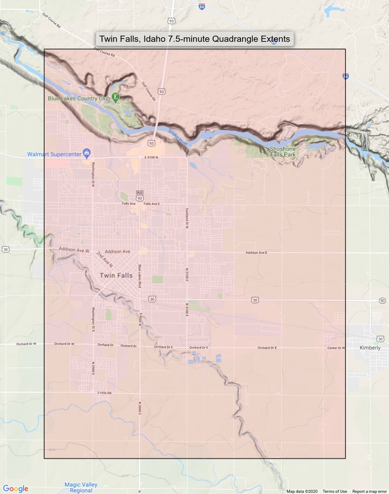 Twin Falls Snake River Kimberly Idaho Original USGS Etsy