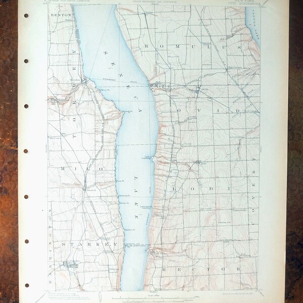 Topographical Map of Seneca Lake Ny Etsy