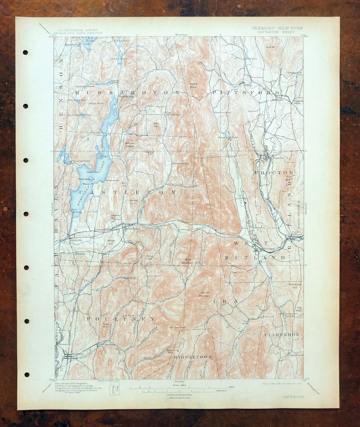 Castleton Vermont New York Historical Antique Original USGS Etsy