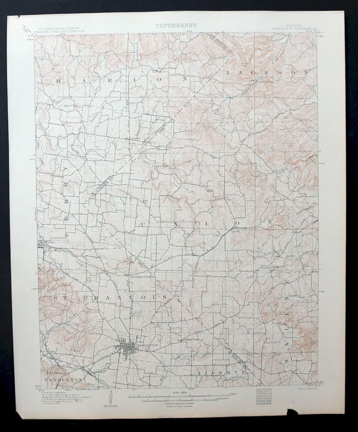 1906 Farmington Missouri Historical Rare Antique Original USGS Etsy