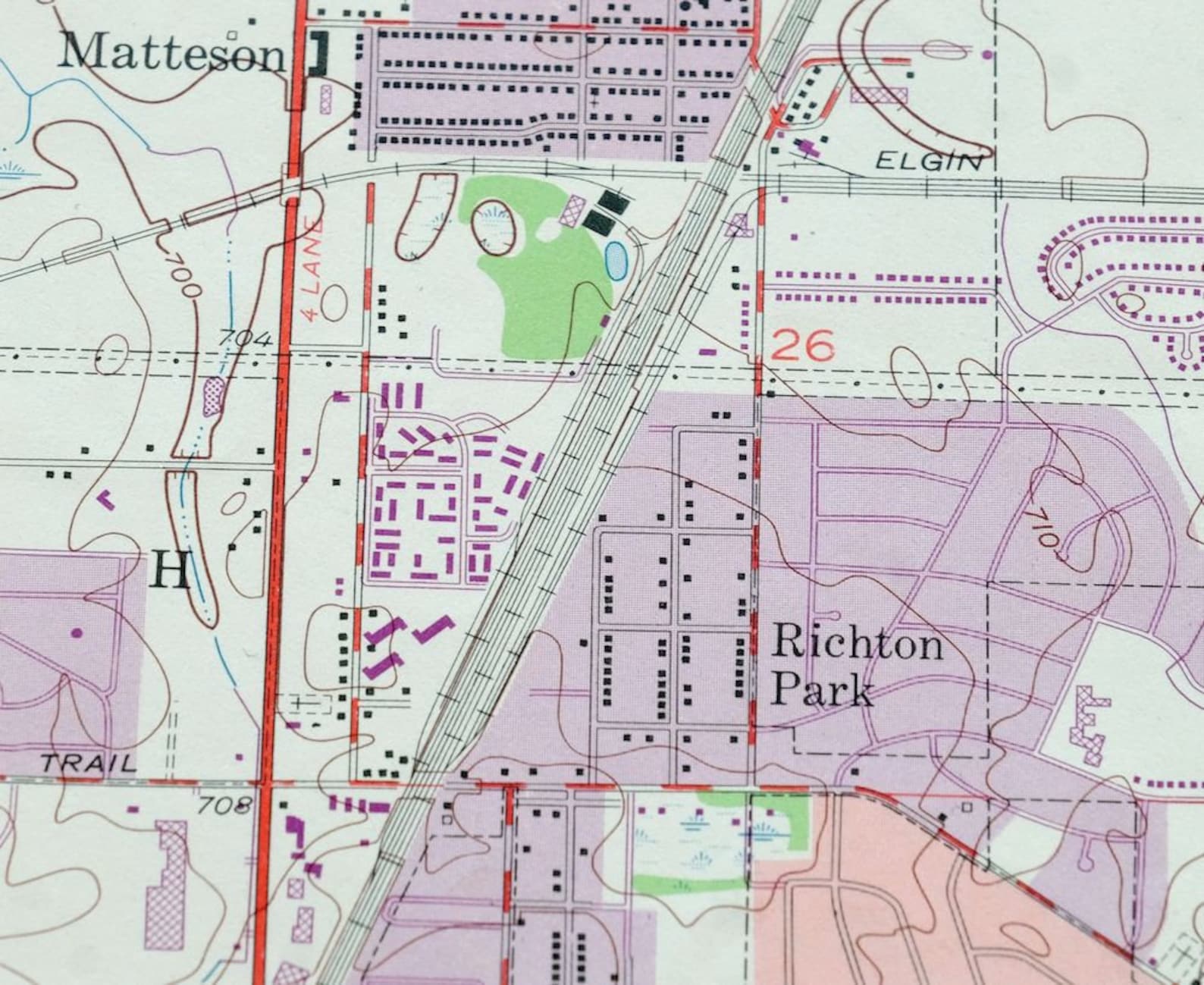 Steger Illinois Vintage Original USGS Topo Map 1973 Chicago Etsy