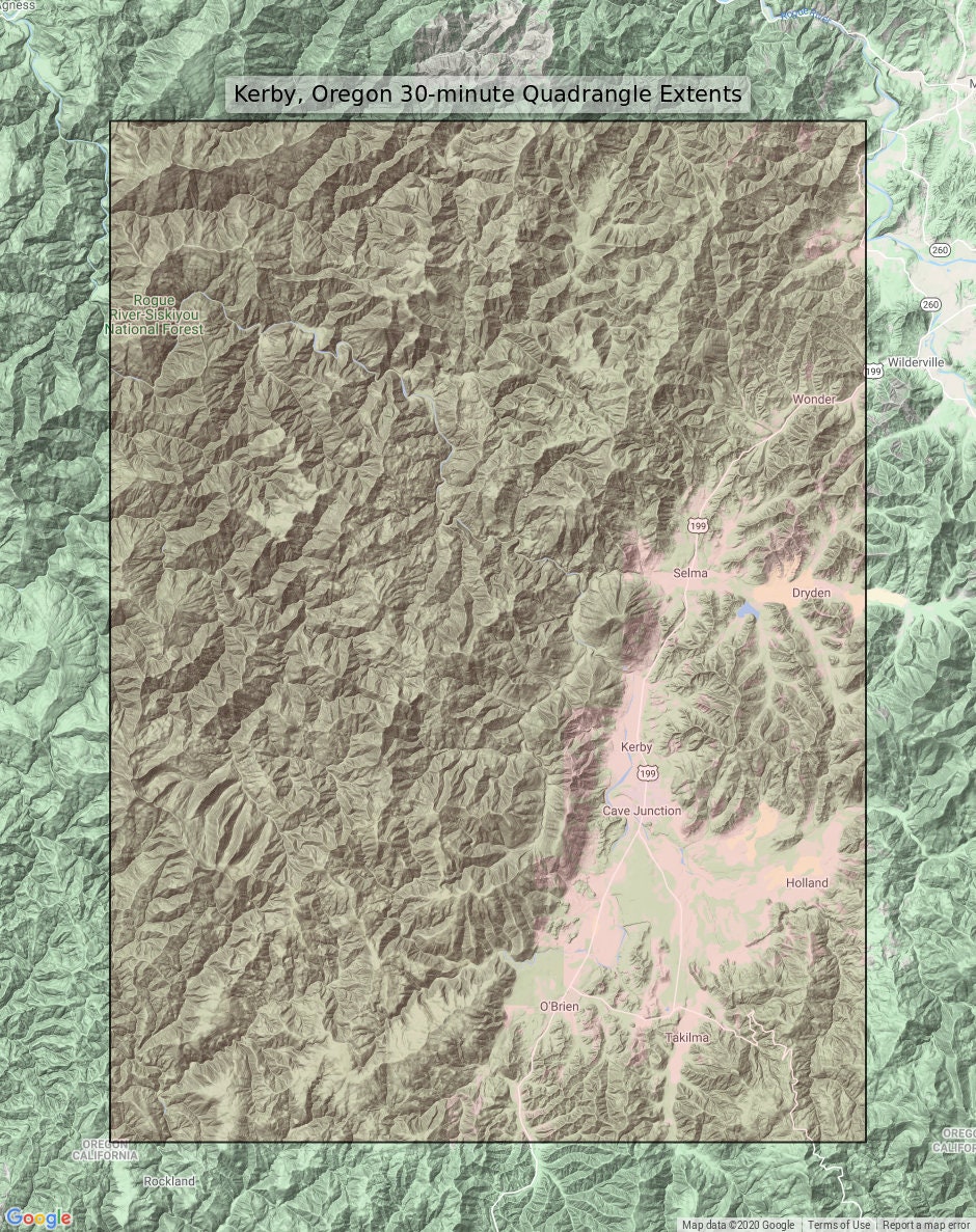 1918 Kerby Oregon California Histórico Antiguo Original USGS Topo Mapa