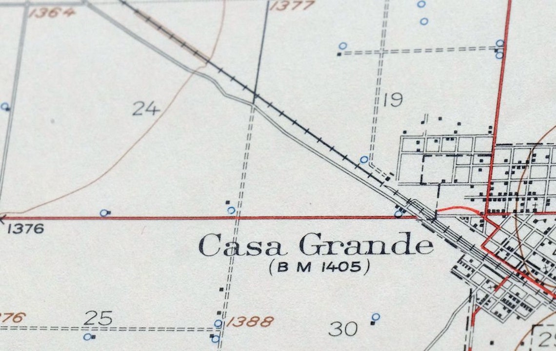 Casa Grande Arizona Vintage Original USGS Topo Map 1922 Stanfield 15