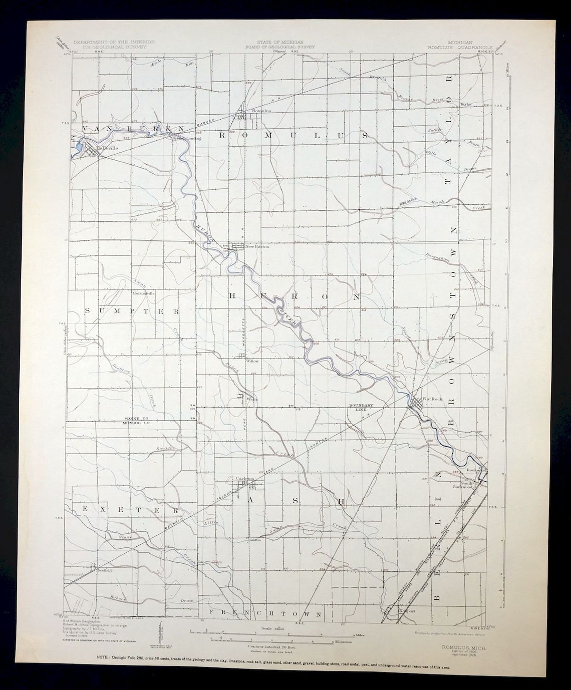 Romulus Michigan Vintage Original USGS Topographic Map 1906 Etsy