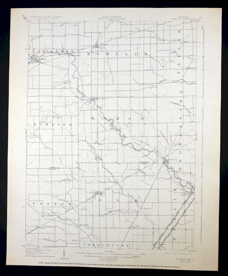Romulus Michigan Vintage Original USGS Topographic Map 1906 Etsy
