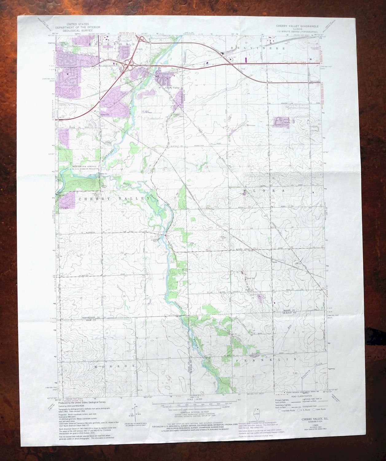 Cherry Valley Edgewood Irene Illinois Original USGS Topo Map Etsy