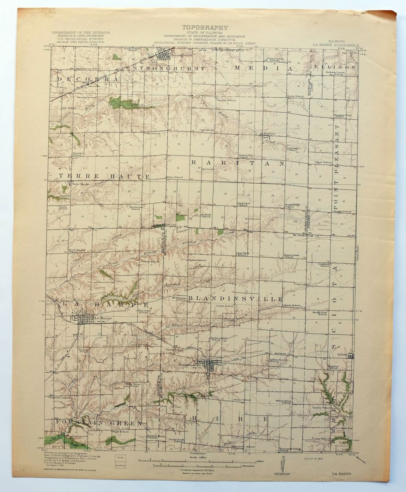 1918 La Harpe Illinois Historical Antique Original USGS Topo Etsy