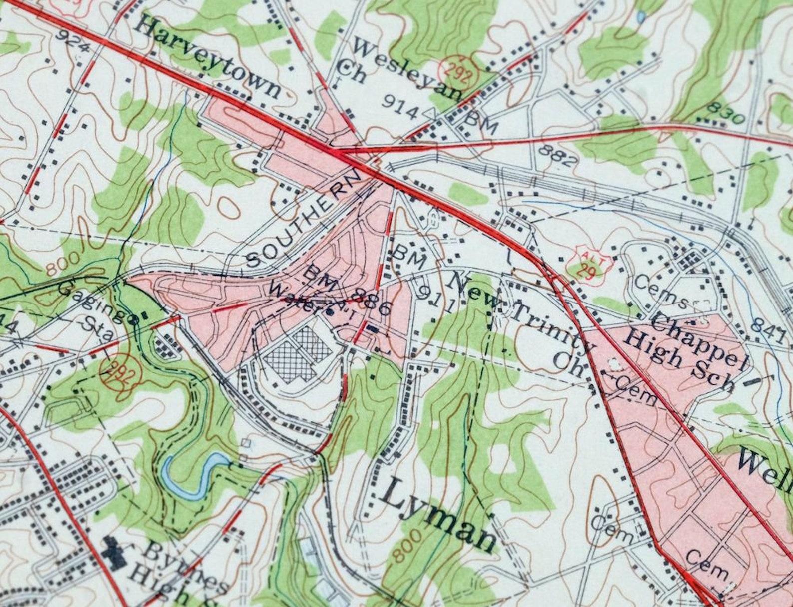 Greer South Carolina Vintage Original USGS Topo Map 1957 Simpsonville