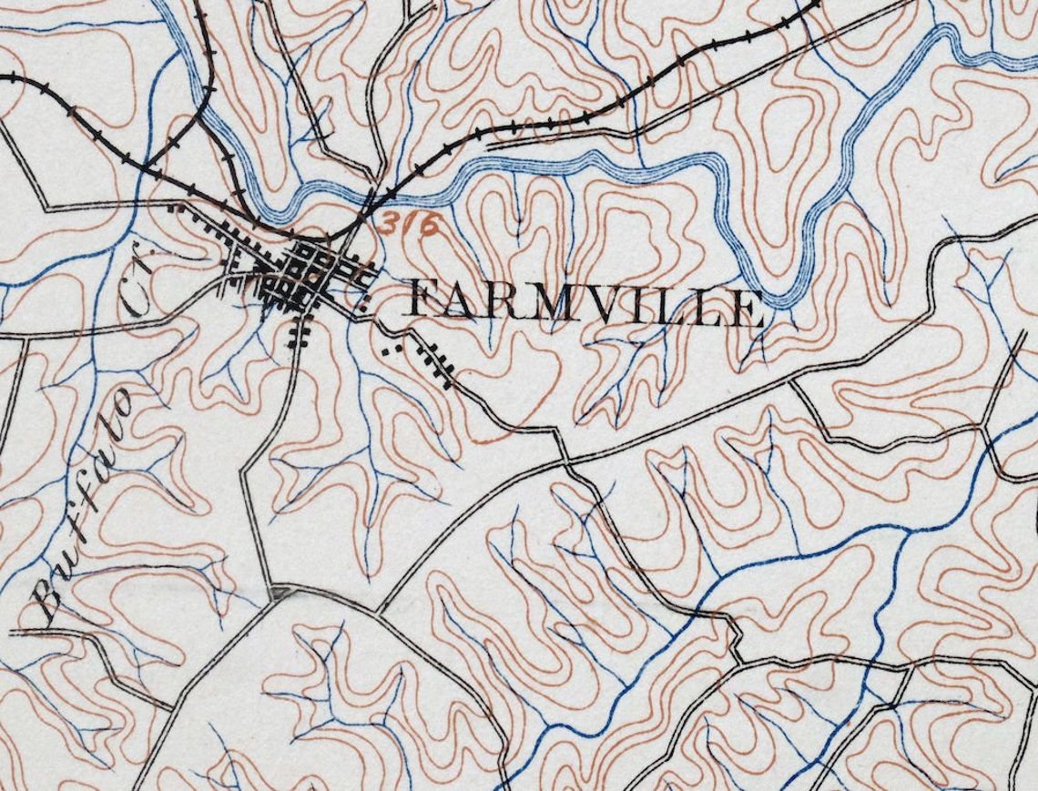 Farmville Keysville Cumberland Virginia Historical Antique Original